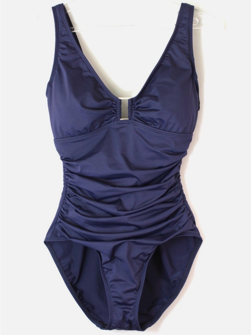 Lauren Ralph Lauren Shirred Ring-Front One-Piece NAVY - NEW - Picture 5 of 9